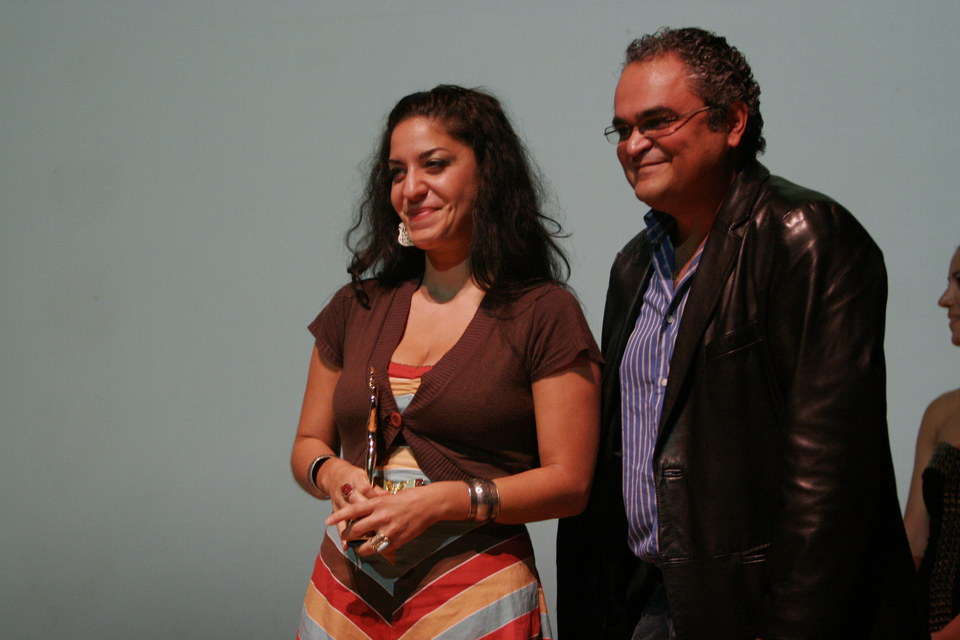 Jacki Reem Salloum receiving the prize for Audience Vote Best Feature Film for “Sling Shot Hip Hop”