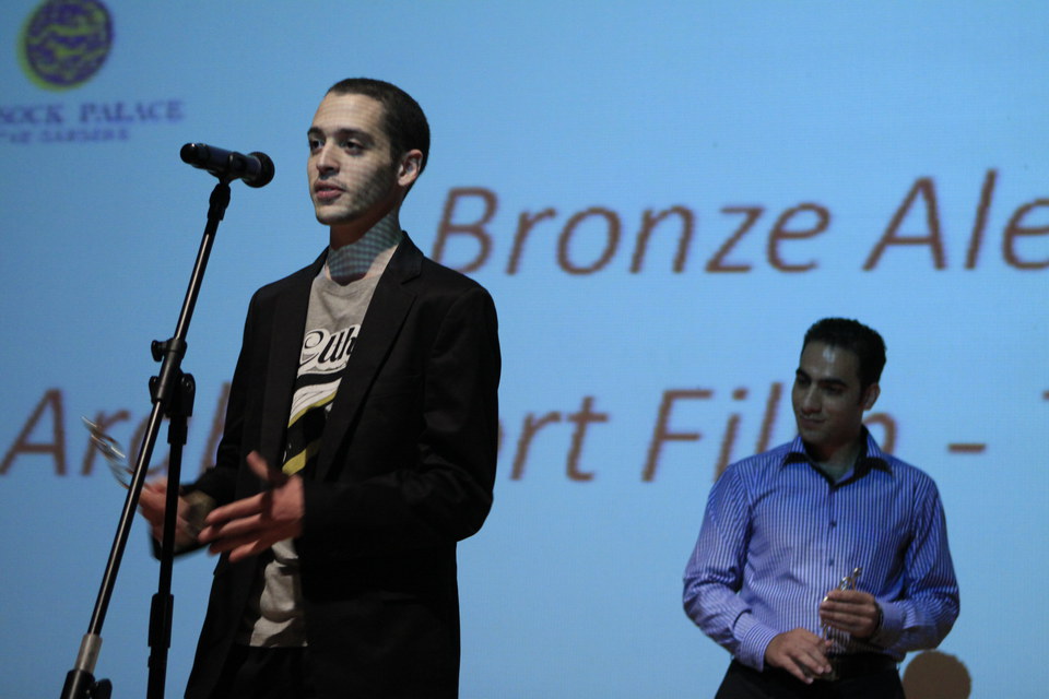 Amjad al Rasheed, giving a word after receiving prize for 3rd Best Short for his film Bitter Days ex-quo with Missing