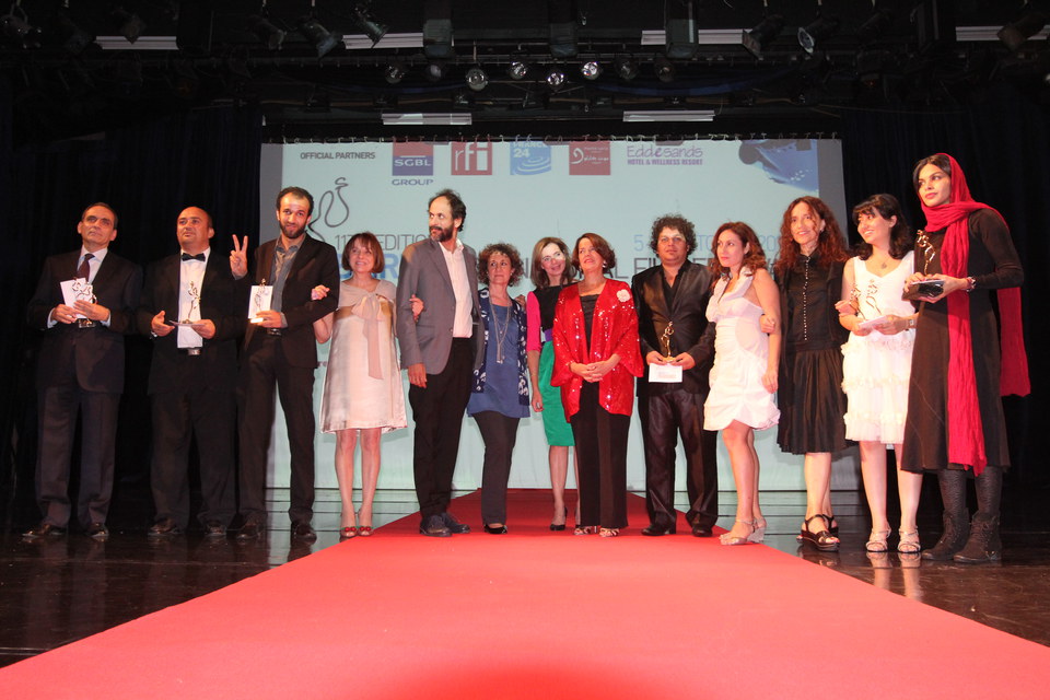 Left to right: Guclu Yaman, Hassan Ali Mahmood, Mohamed Ramadan, Colette Naufal, Luca Guadagnino, Maysoon Pachachi, Lina Mroue, Alice Edde, Yahya Alaq, Karin Albou, Christina Piccino, Nora Niasiri, Tima Amiri