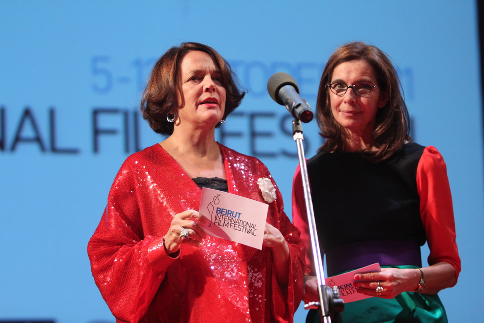 Alice Edde &amp; Lina Mroue announcing a short film prize
